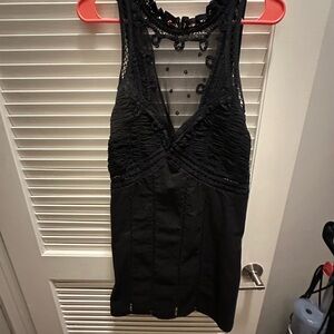 Free people- Chic Black Lace Sleeveless Mini Dress